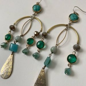 Dangly beaded and turquoise drop earrings